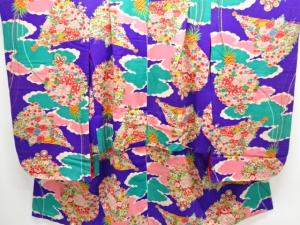 アンティーク　錦紗花薬玉模様着物